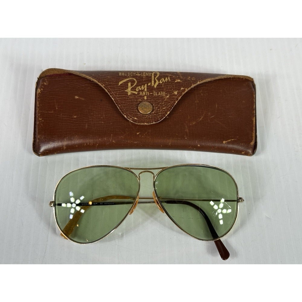 Vintage Ray Ban Bausch & Lomb Sunglasses 12K GF & Brown Leather Anti Glare Case